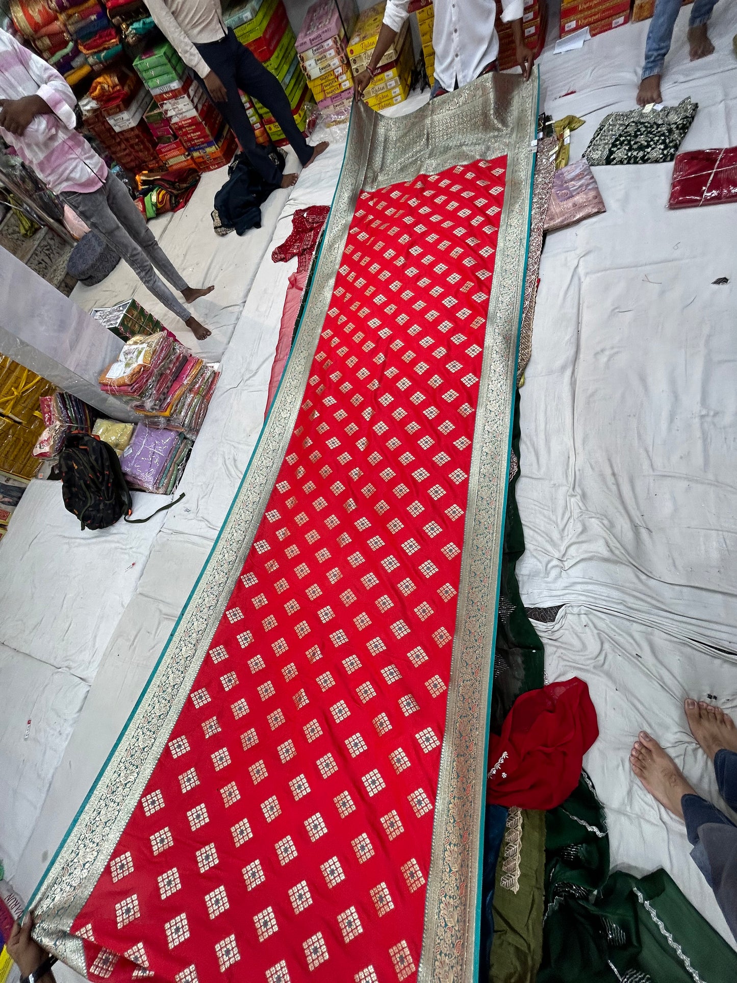 Red Heavy border bridal Saree