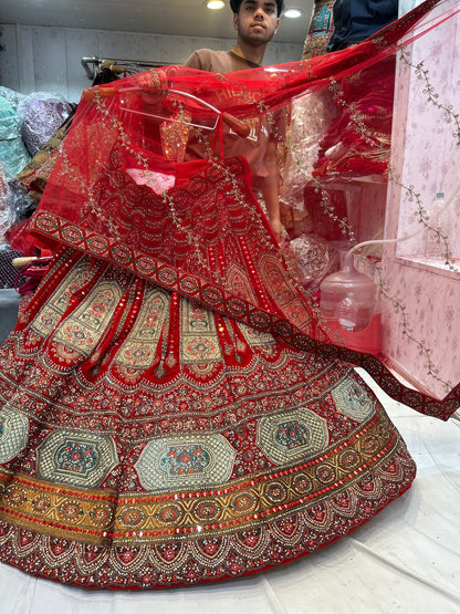 Tremendous red bridal lehenga