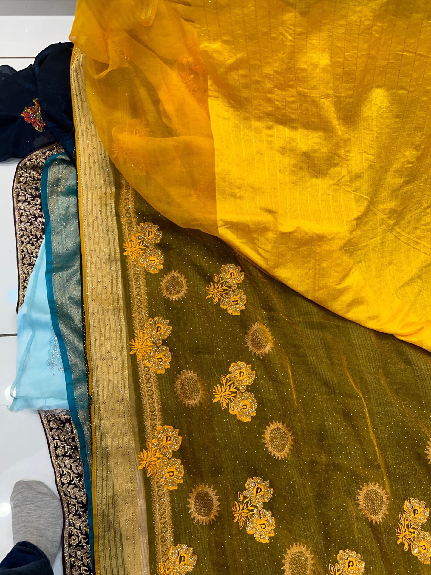 Yellow Haldi mehendi saree