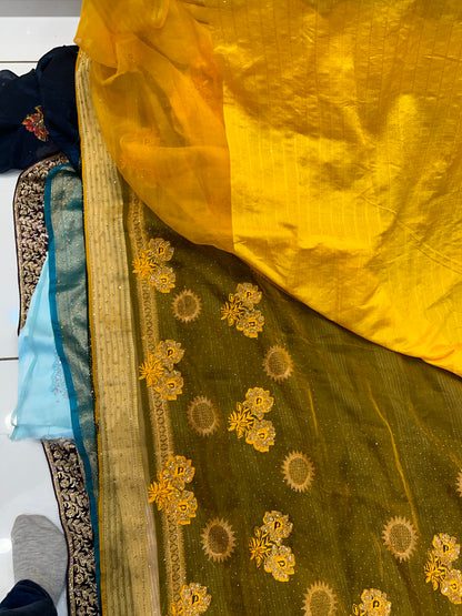 Yellow Haldi mehendi saree