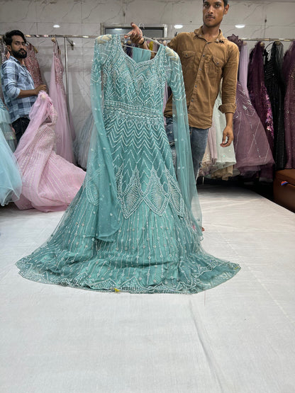 Aqua green Designer Gown