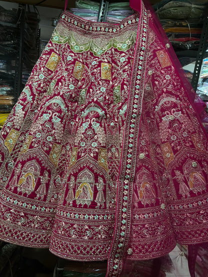 Lavishing red doli Barat bridal lehenga