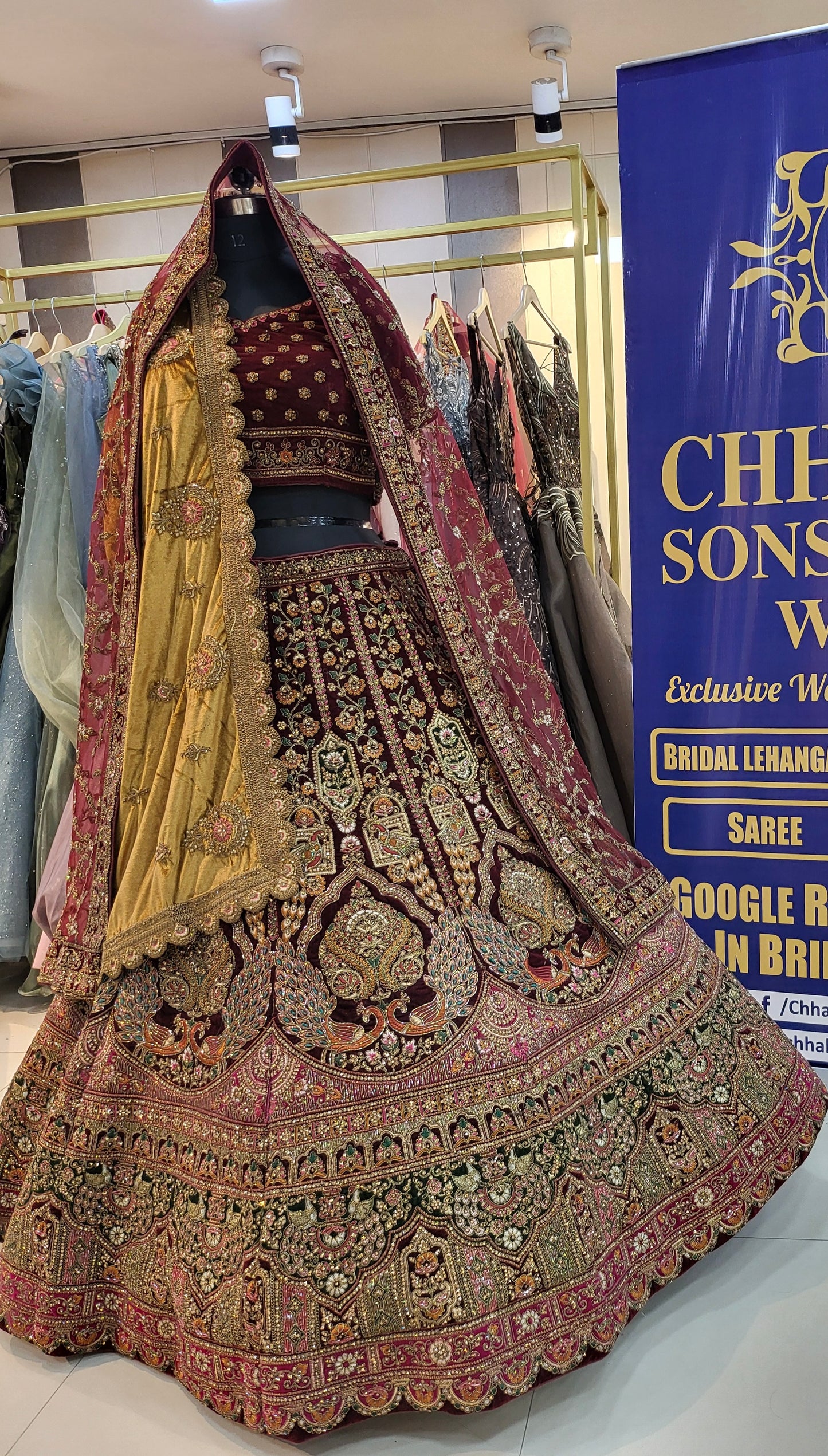 Amazing handwork Peacock double dupatta lehenga