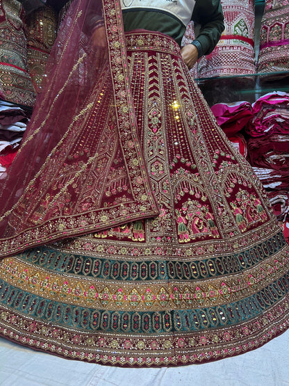 Diseñador granate doli barat lehenga