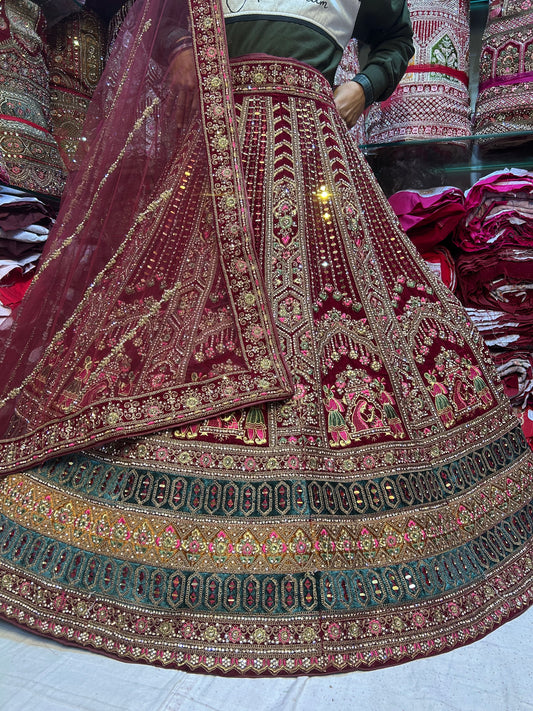 Designer maroon doli barat lehenga