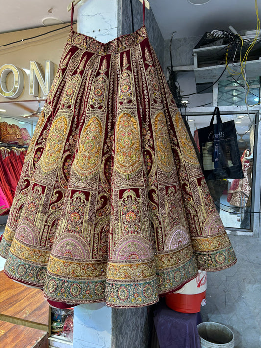 Astonishing mustard maroon  Lehenga