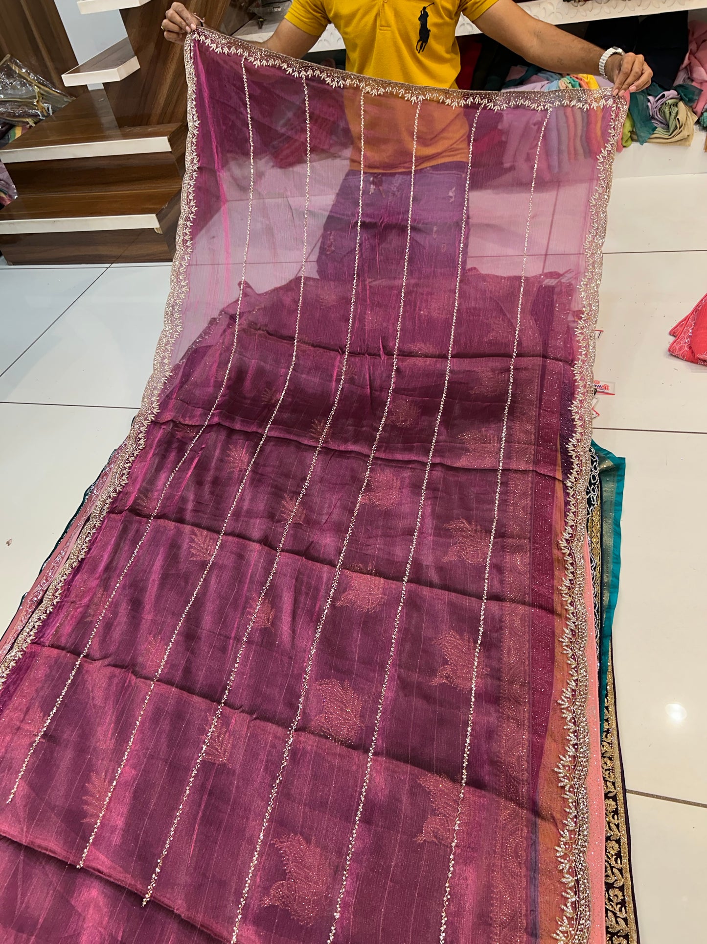 Purple Violet sparkling saree