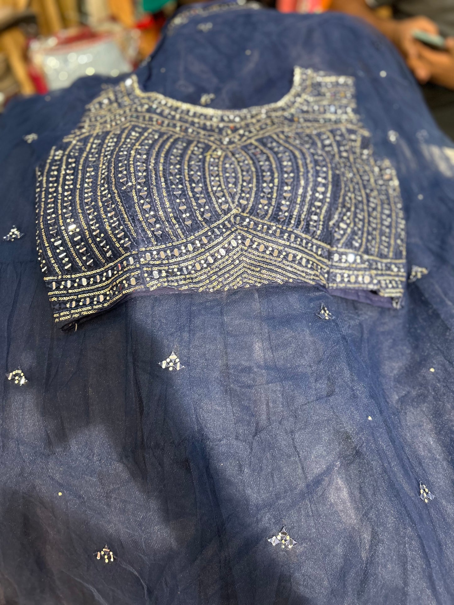 Beautiful Heavy blouse blue crop top lehenga