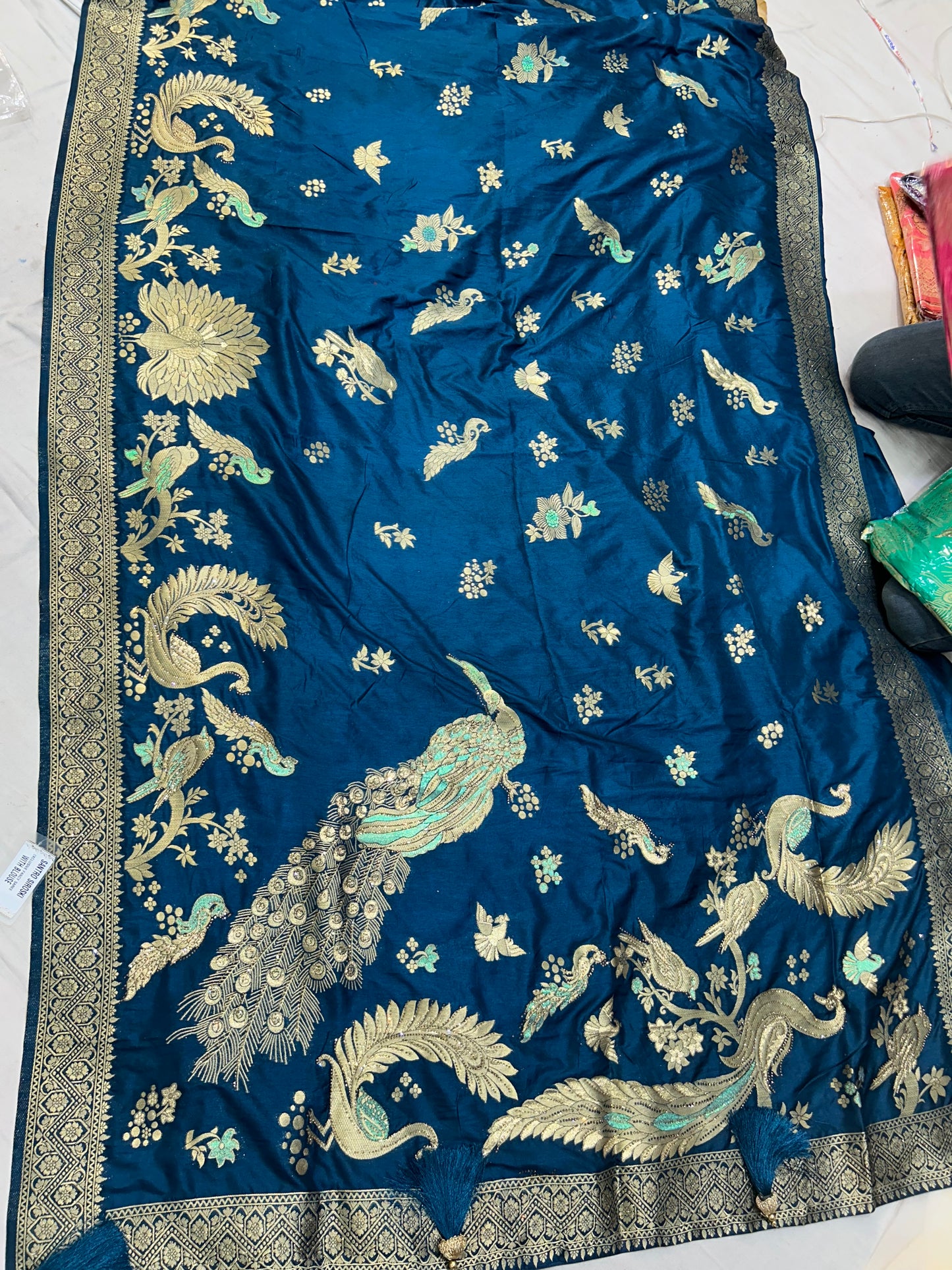 Peacock dark blue saree