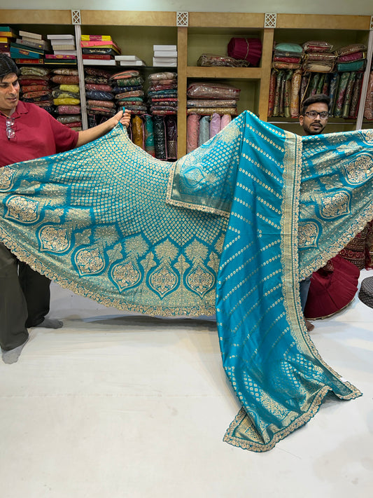 Lehenga azul verdoso asombrosa