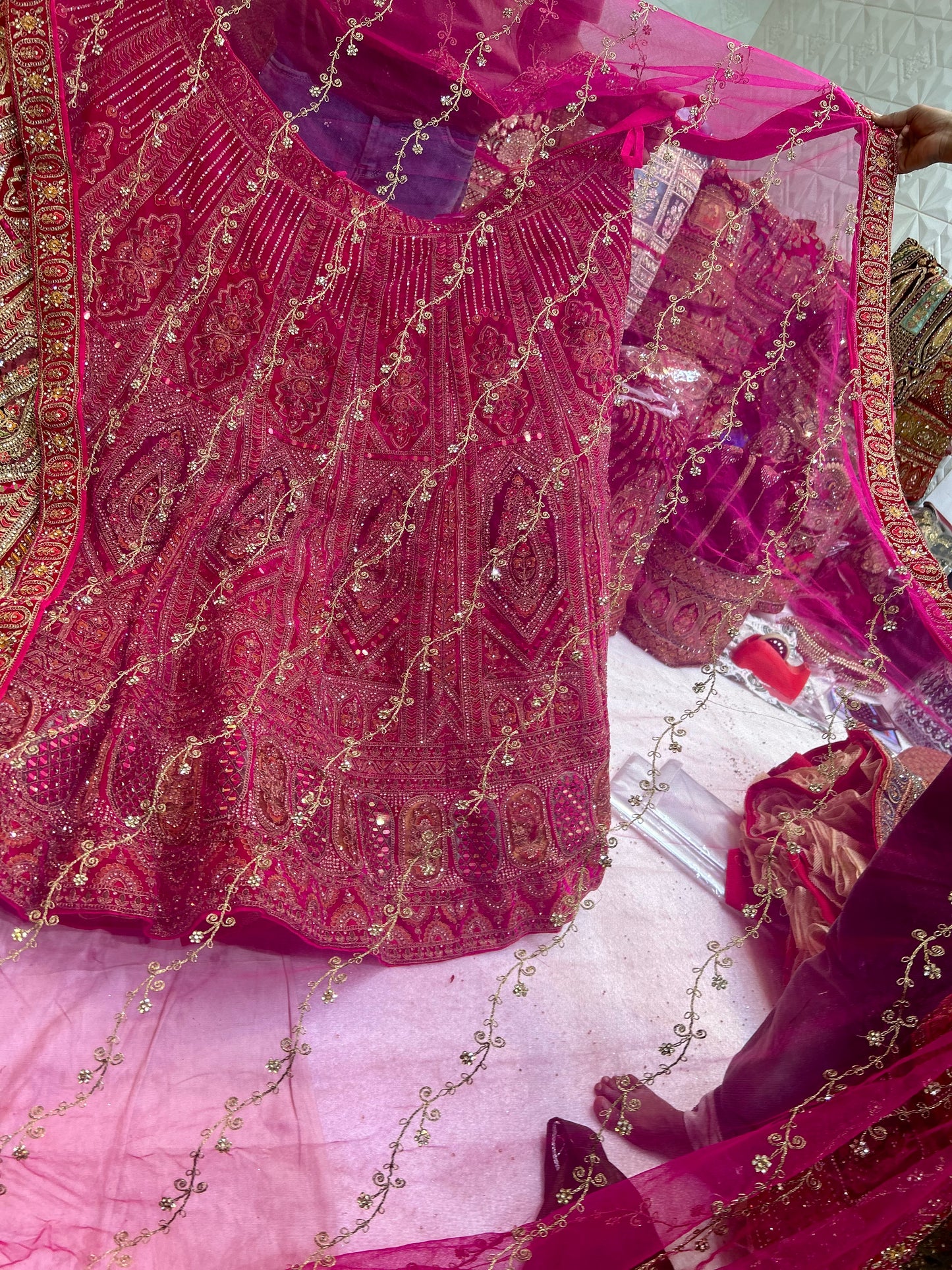 Good looking rani pink bridal lehenga