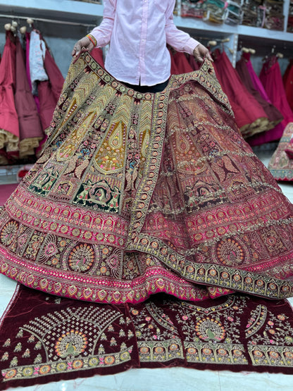 Tremendous maroon bridal lehenga