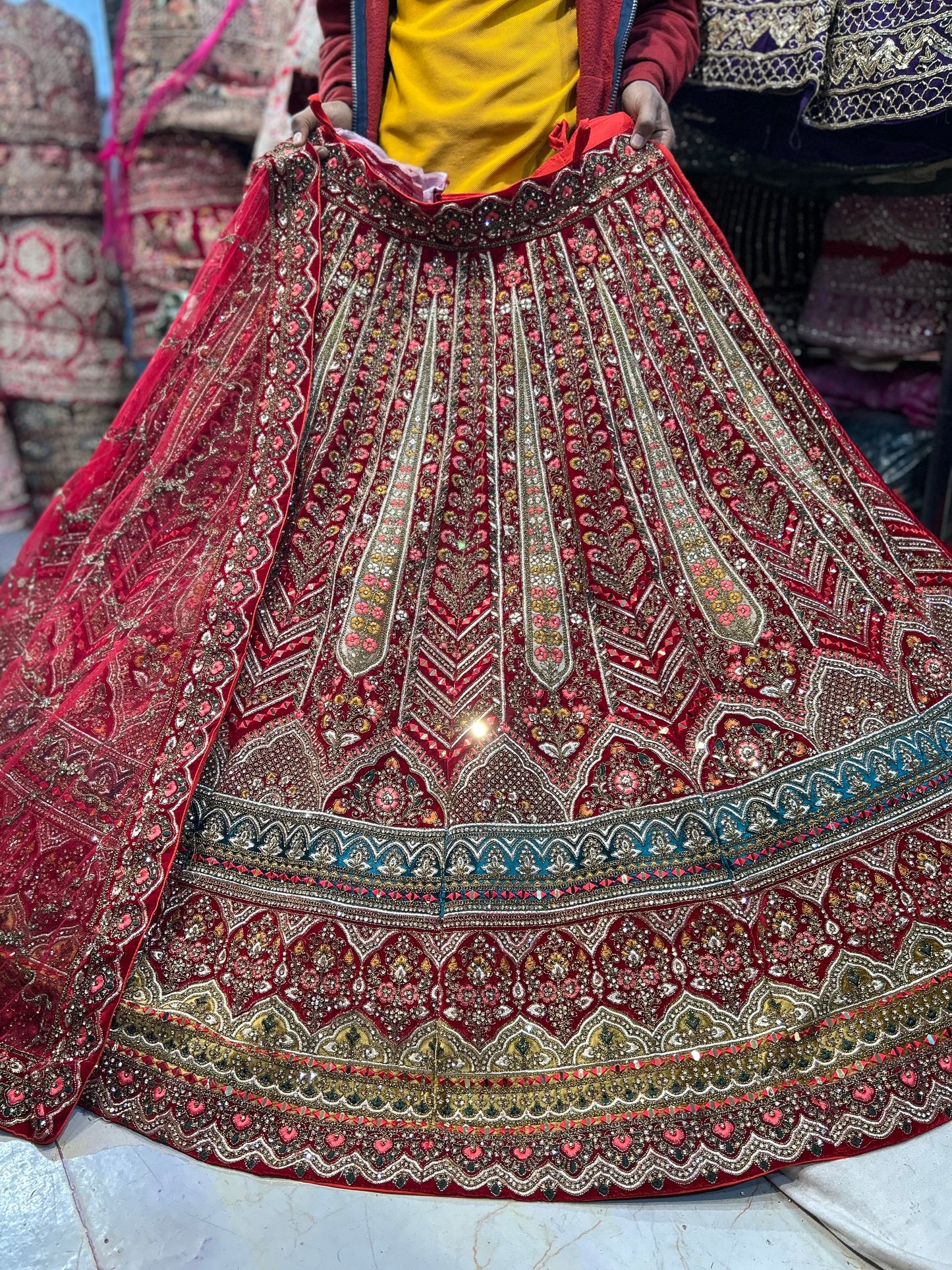 Good looking red bridal Lehenga