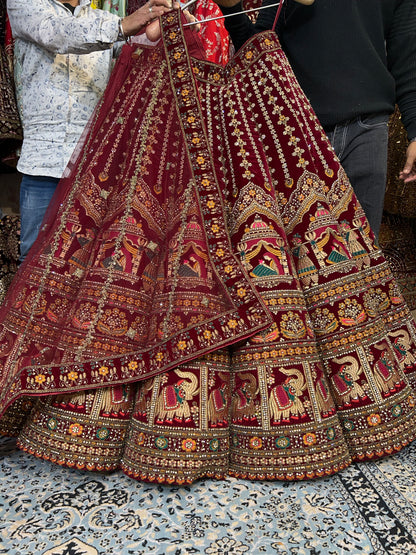 Amazing maroon ball doli barat bridal lehenga