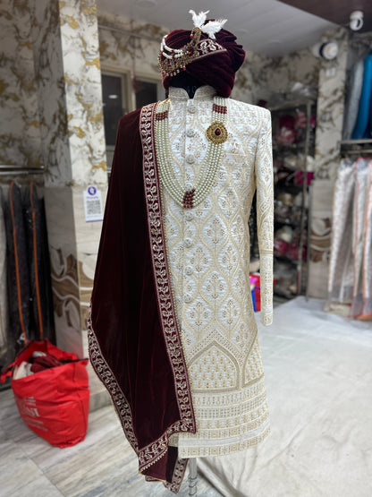 Royal Cream Colour Sherwani