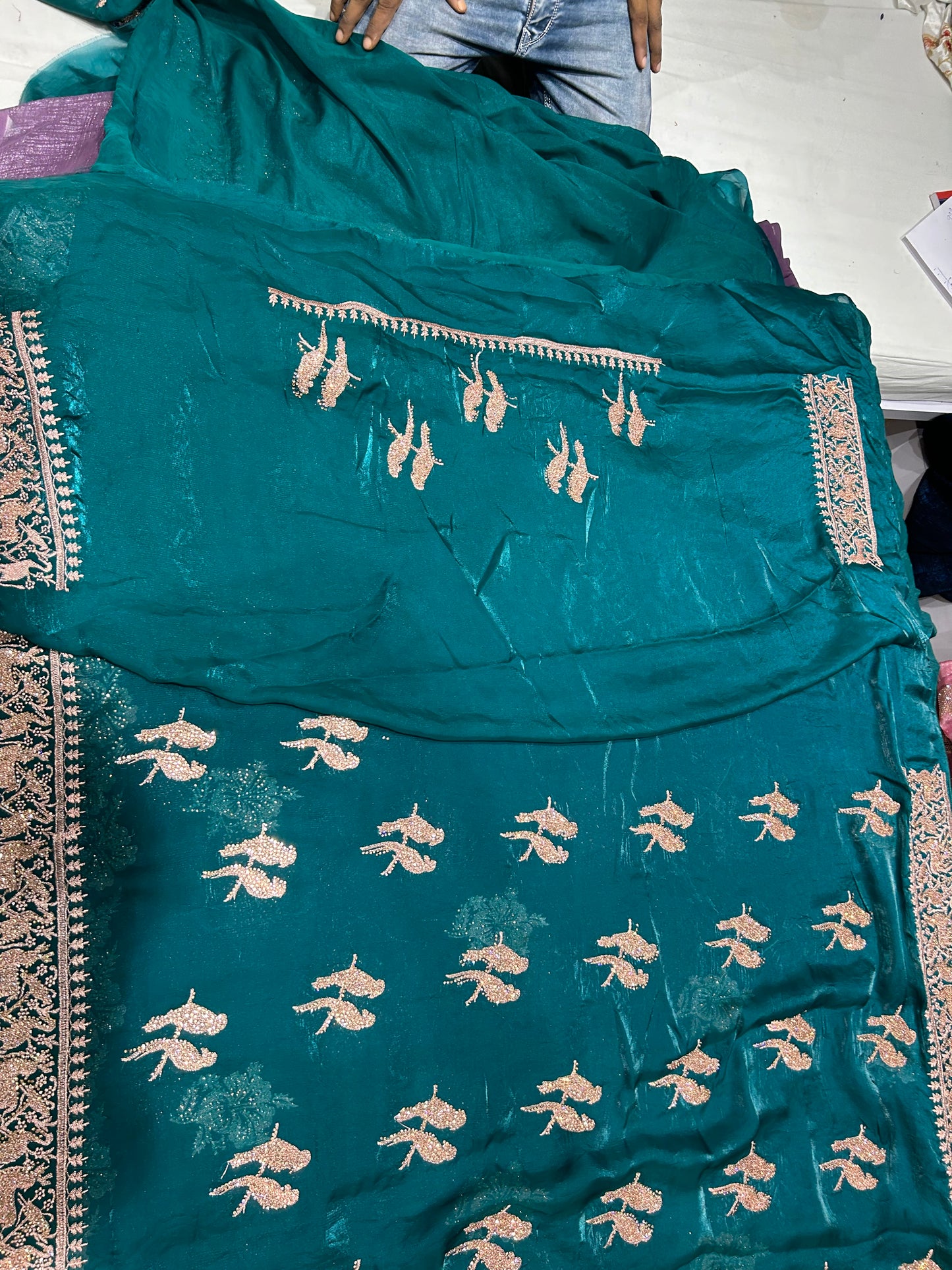 Pretty blue heavy border saree