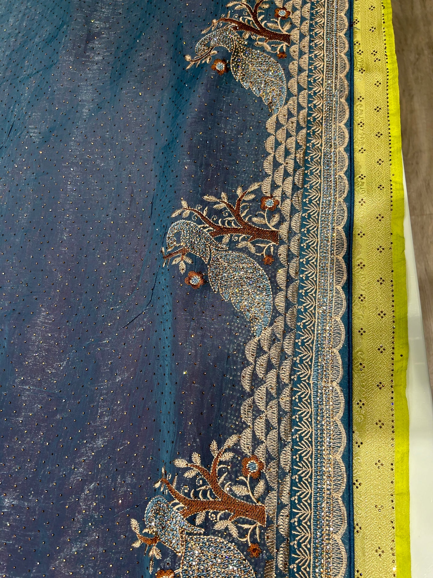 Blue peacock border saree