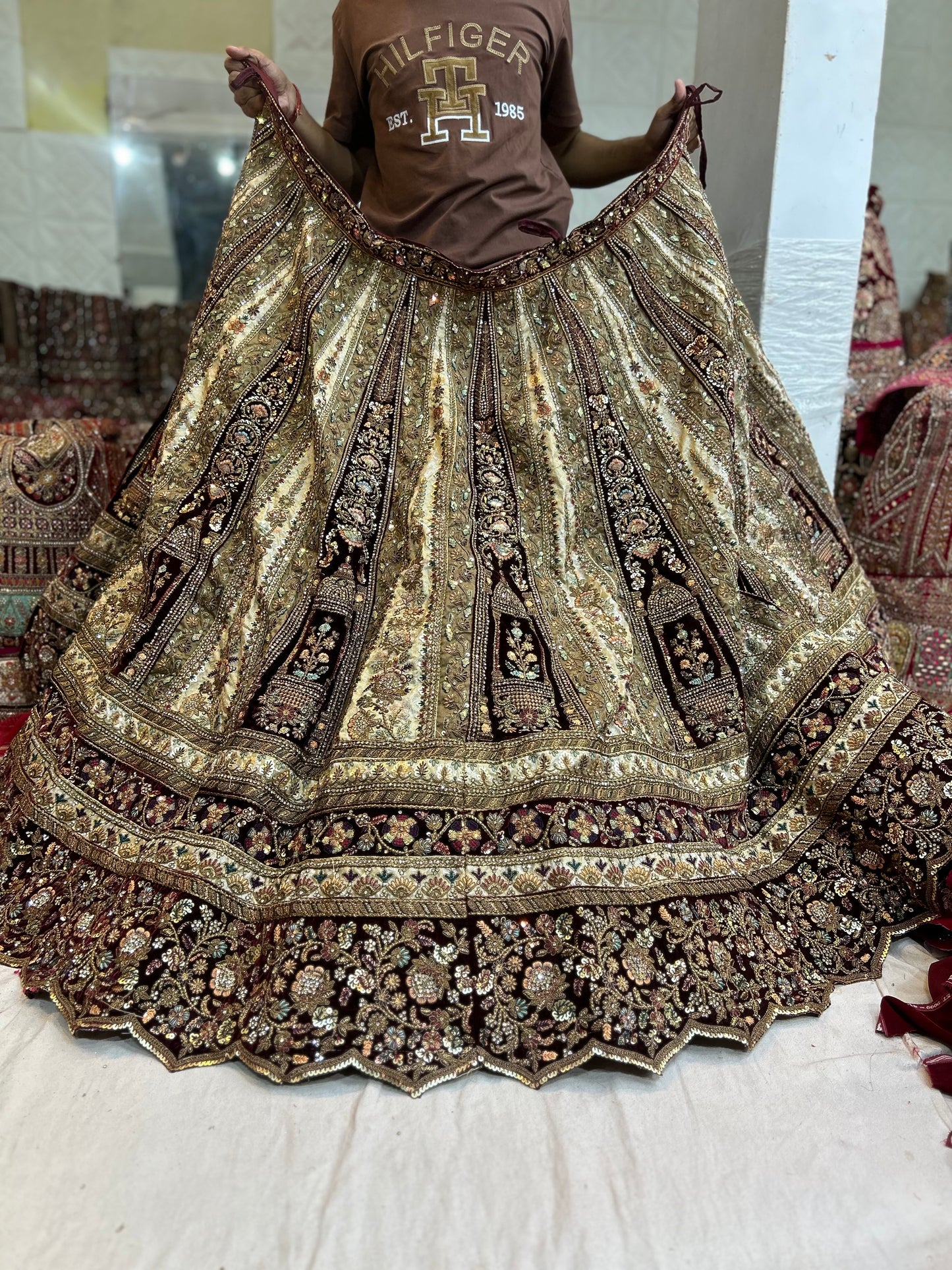 Designer Maroon Ivory bridal Happy customer lehenga