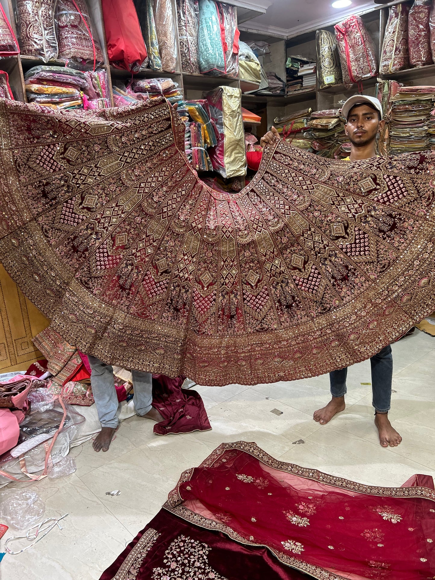 Fabulous pink royal huge flare Double Dupatta Lehenga