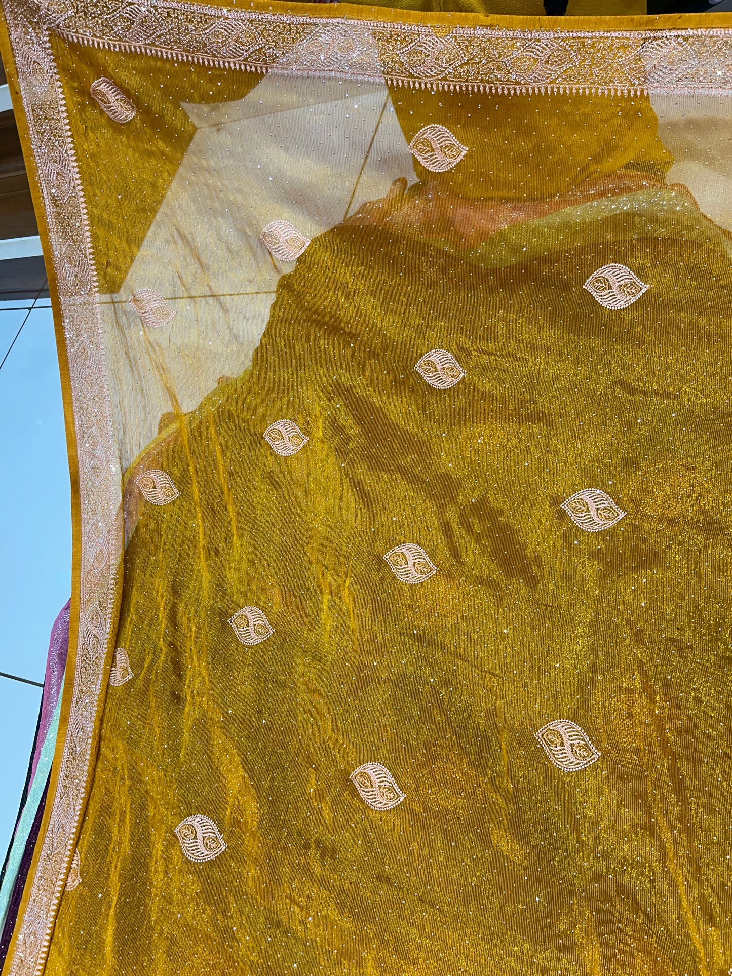 Yellow Haldi mehendi Booty saree