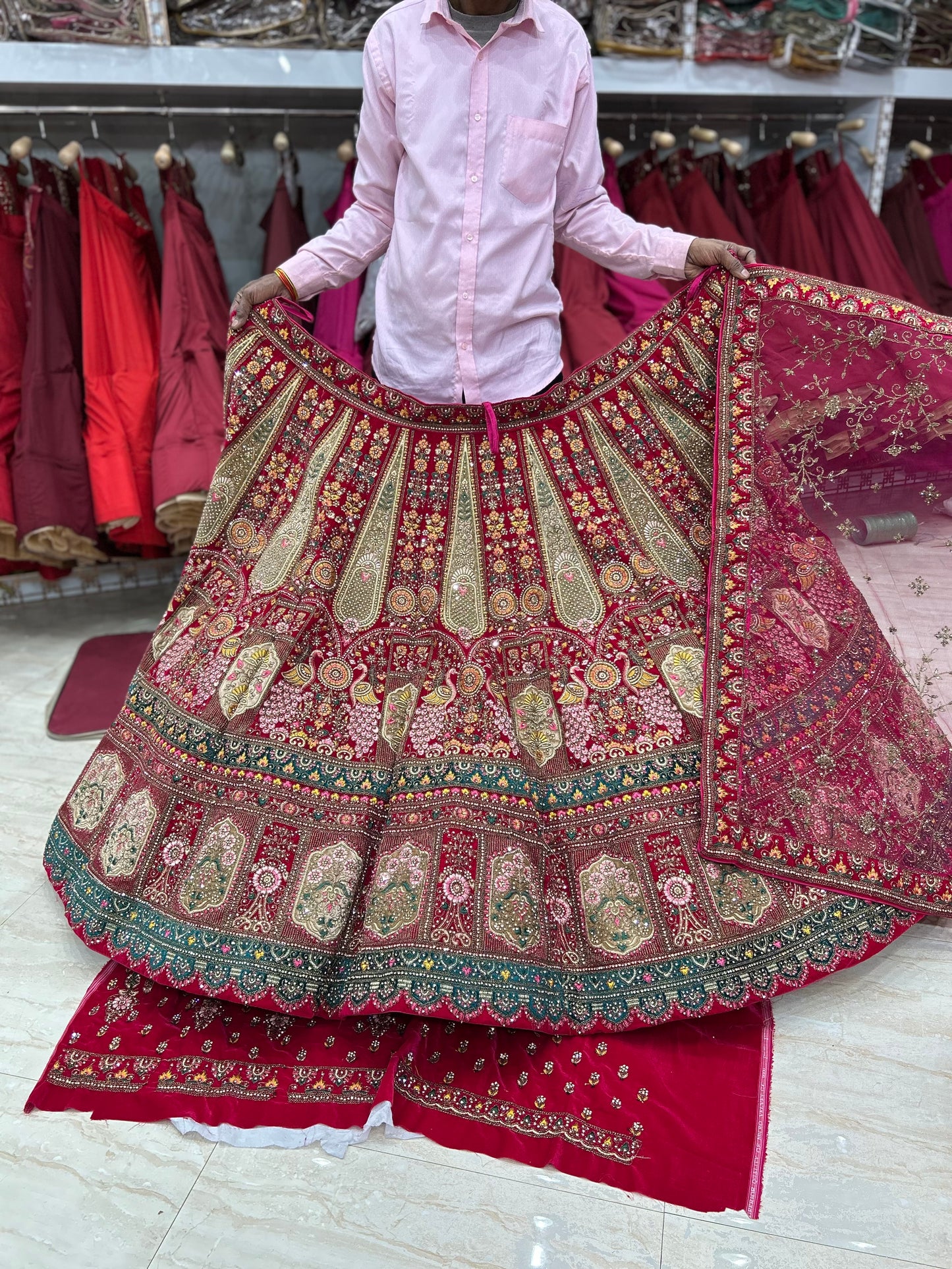 Something different red bridal lehenga