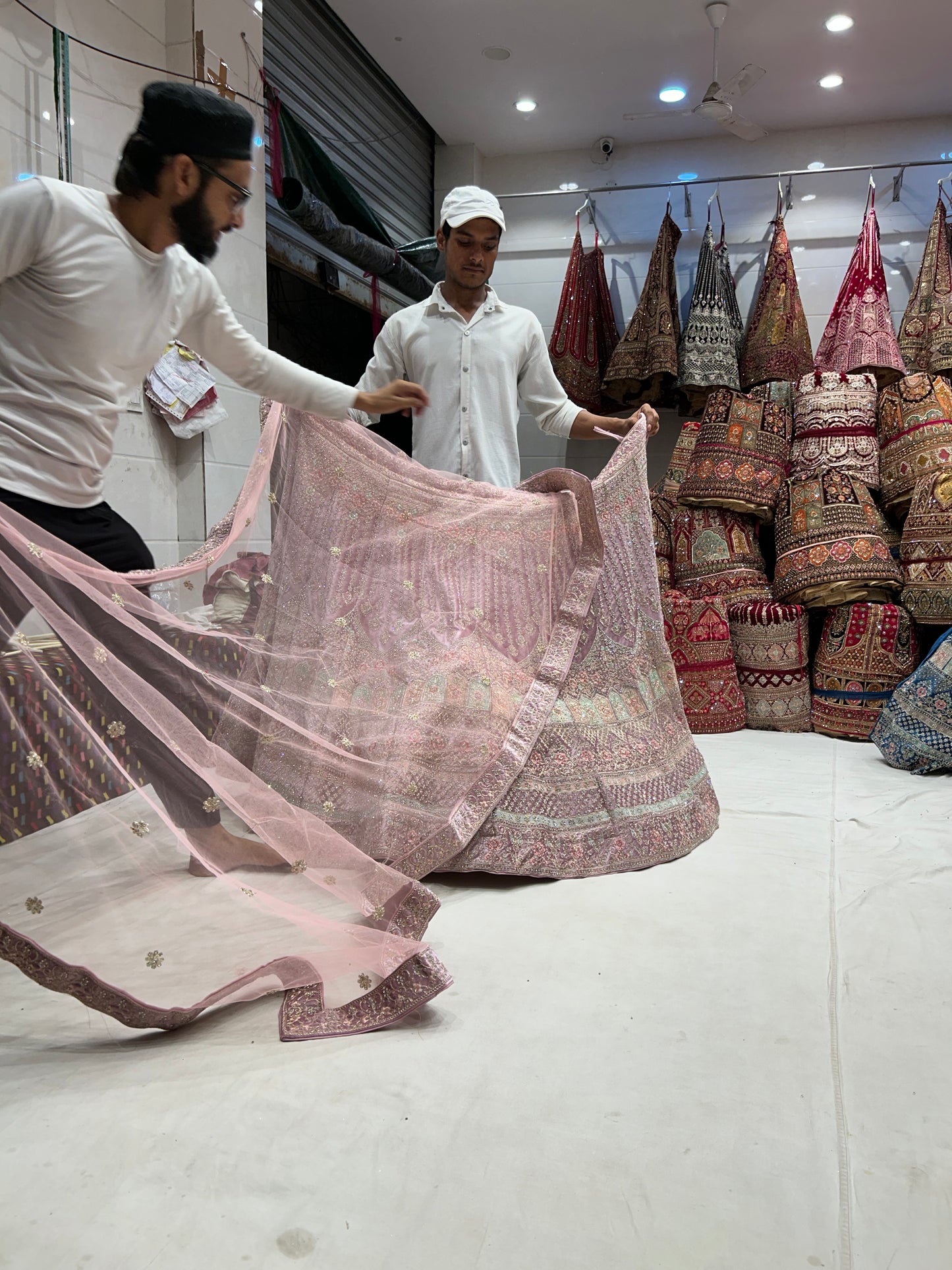 Lehenga jhumka rosa bebé