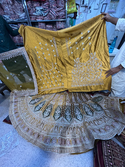 Yellow Haldi mehendi lehenga