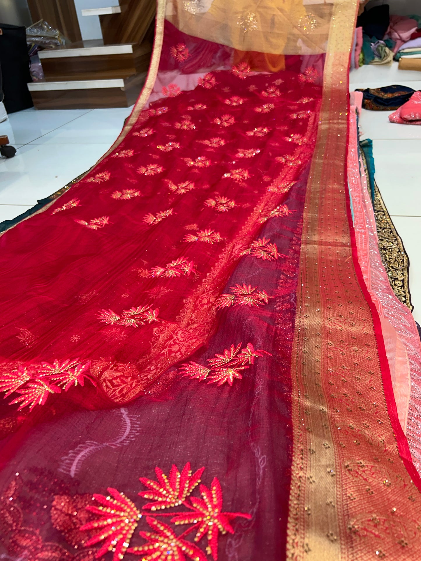 Stunning red saree