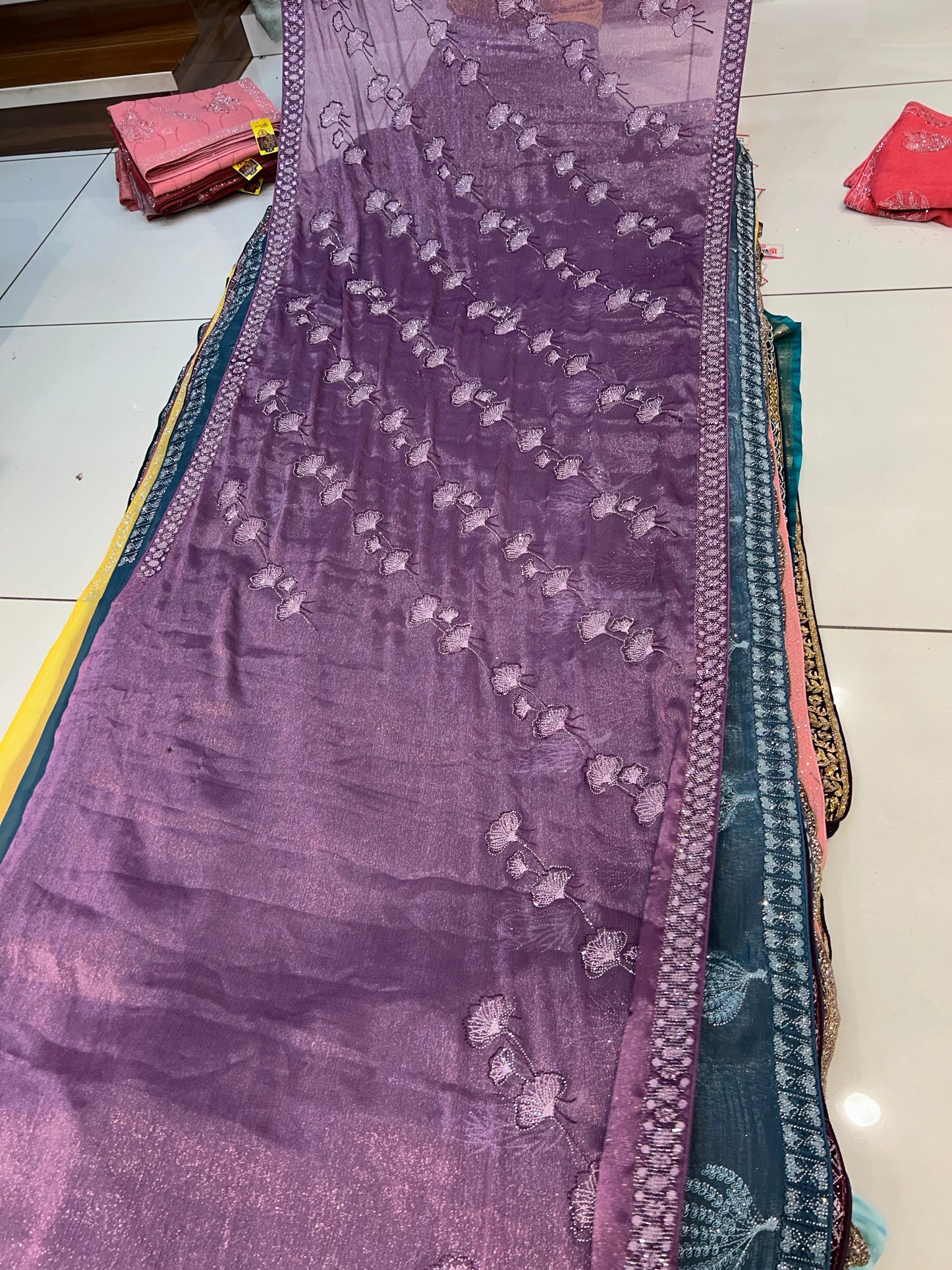 Lilac Pink purple saree