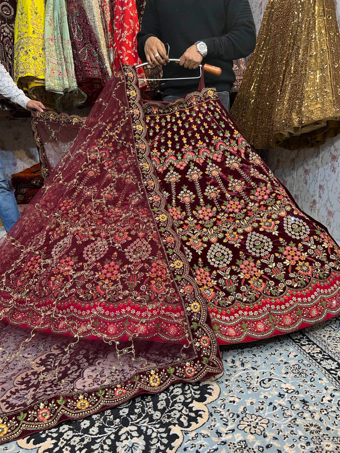 Something different maroon bridal lehenga