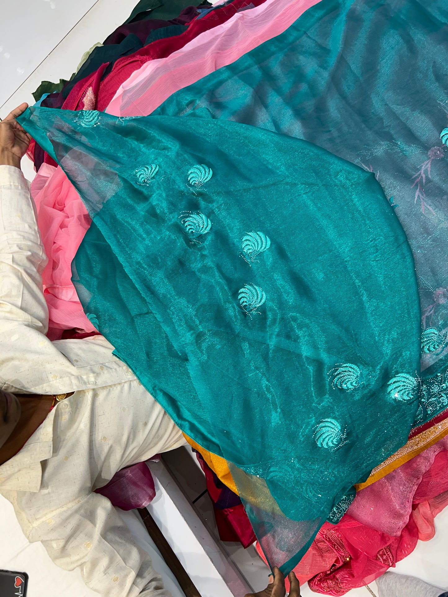 Attractive aqua green saree