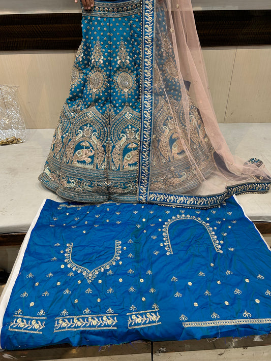 Lehenga azul de diseñador Gajraj