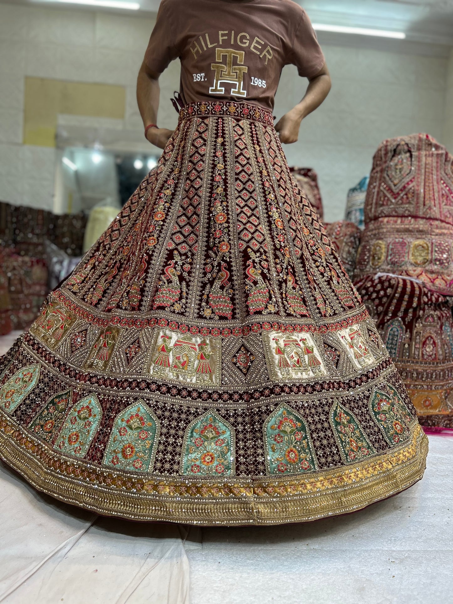 Fantastic maroon doli barat bridal lehenga