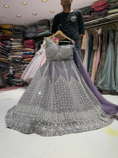 Famous lilac purple crop top lehenga