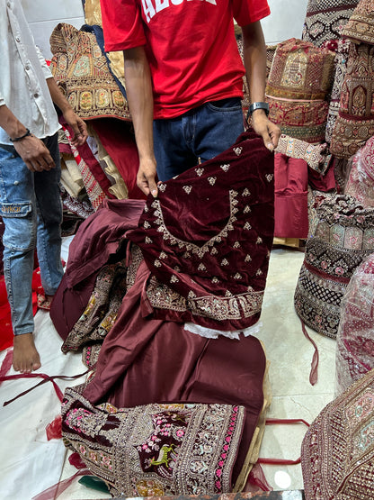 Maroon doli Barat lehenga