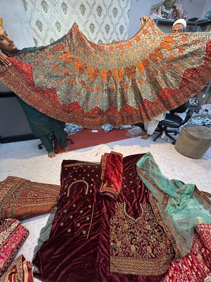 Multicolour bridal lehenga