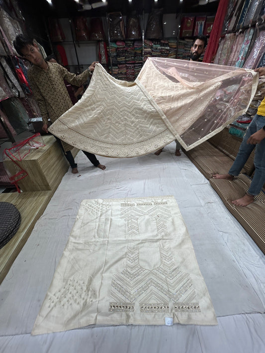 Awesome white Zig Zag Pattern Lehenga