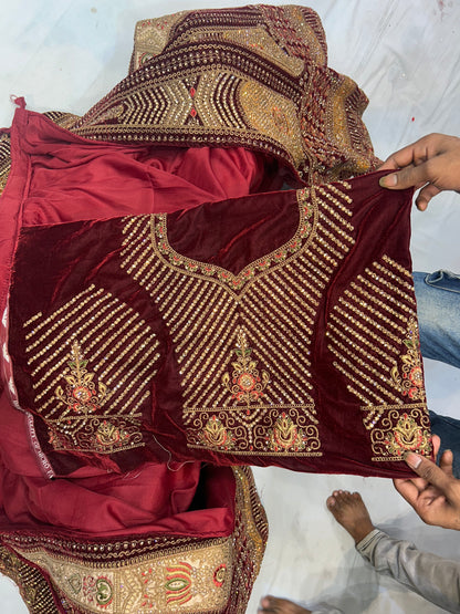 Heavy Maroon Bridal Lehenga