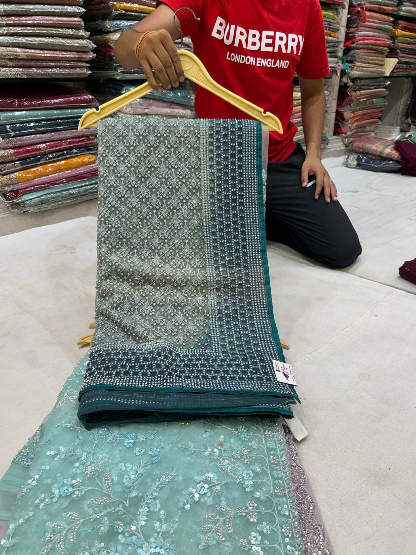 Astonishing blue fancy saree 🥰