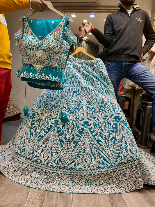 Impresionante lehenga verde rama