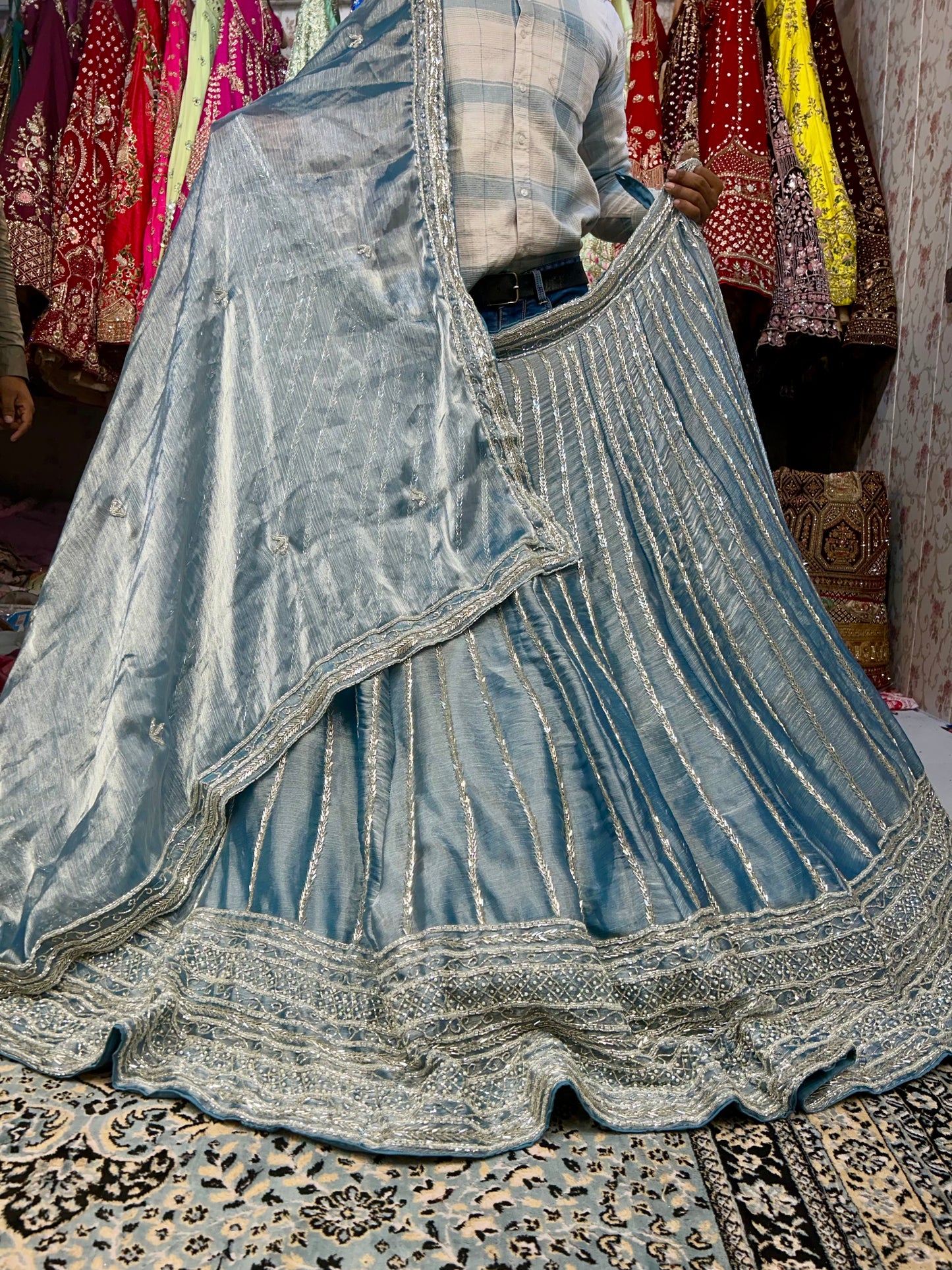 Lavishing blue handwork lehenga