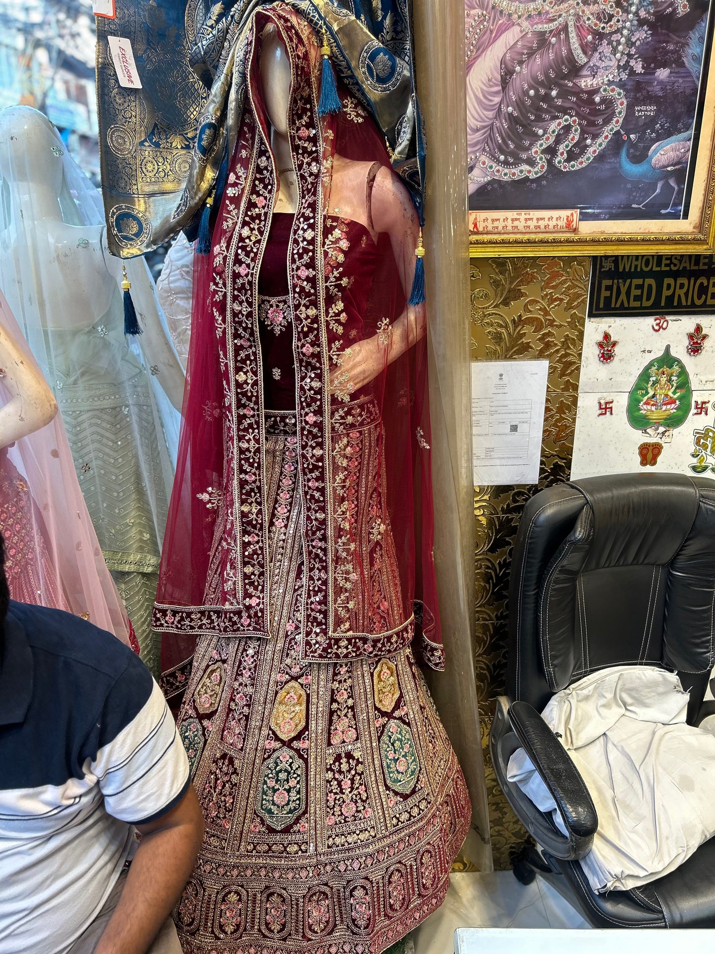 Red maroon bridal lehenga