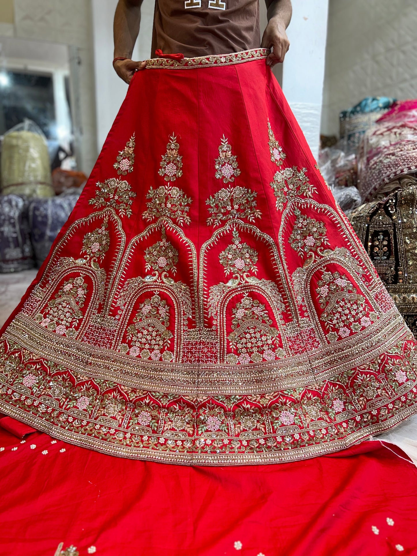 Pure Handwork Red lehenga