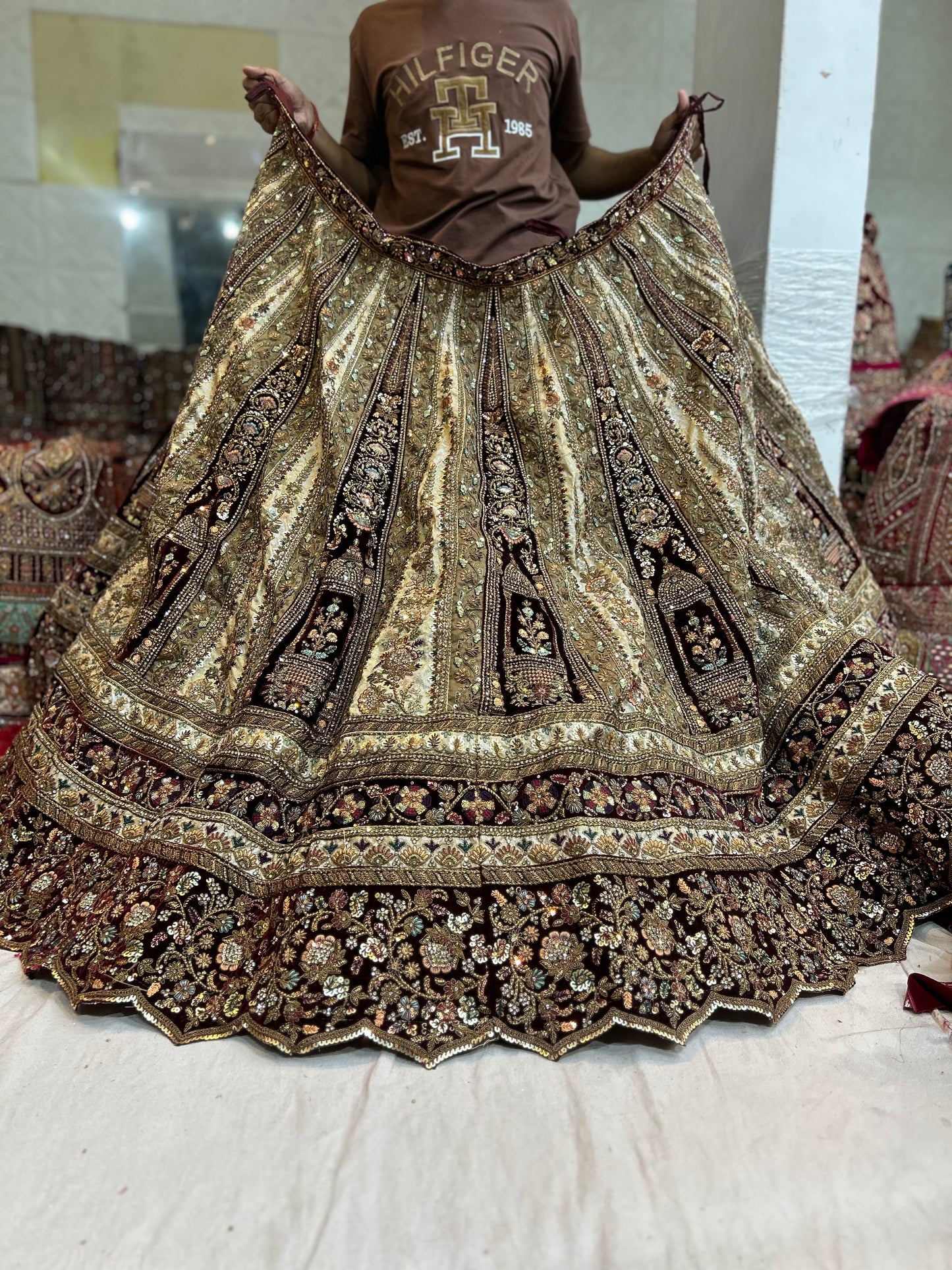 Designer Maroon Ivory bridal Happy customer lehenga