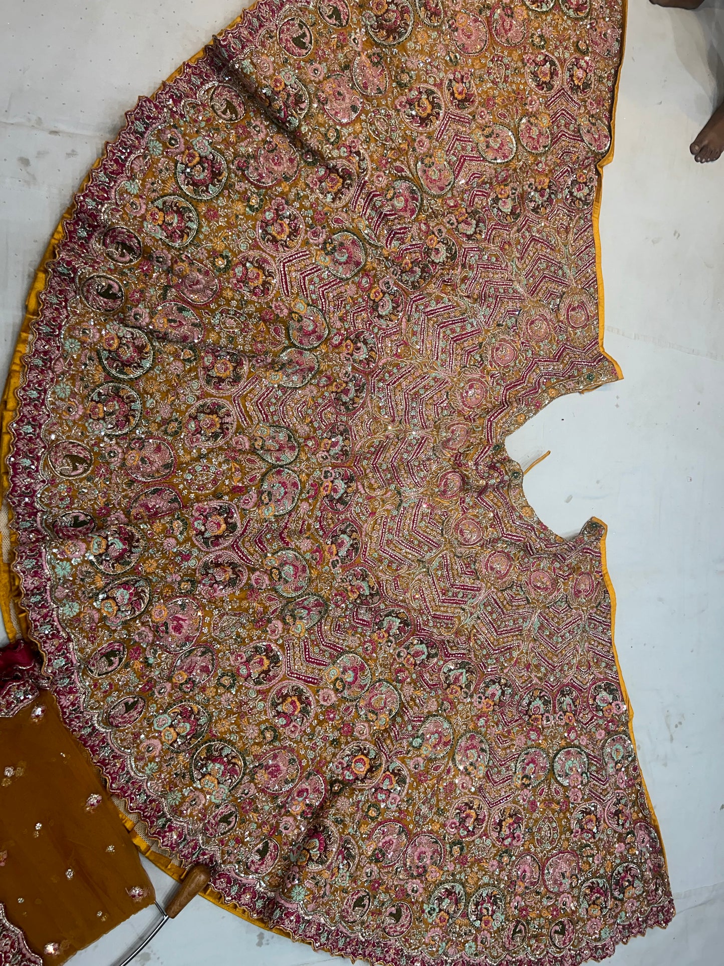 Rajwada yellow Peacock Handwork Lehenga