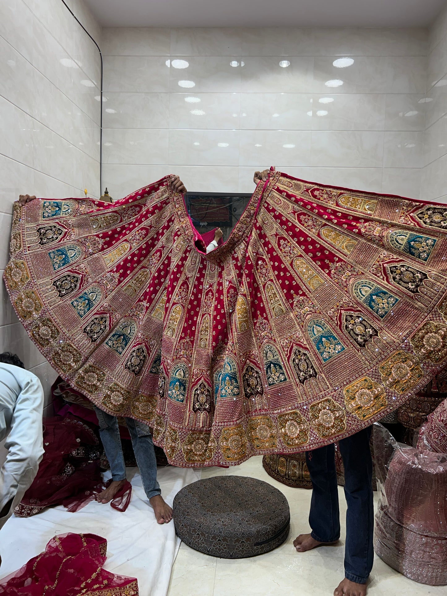 Red bridal mermaid lehenga