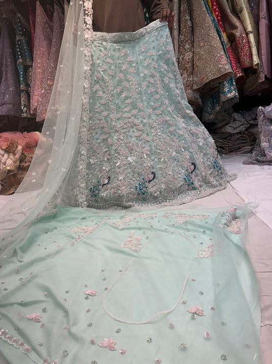 Fantástica lehenga azul cielo