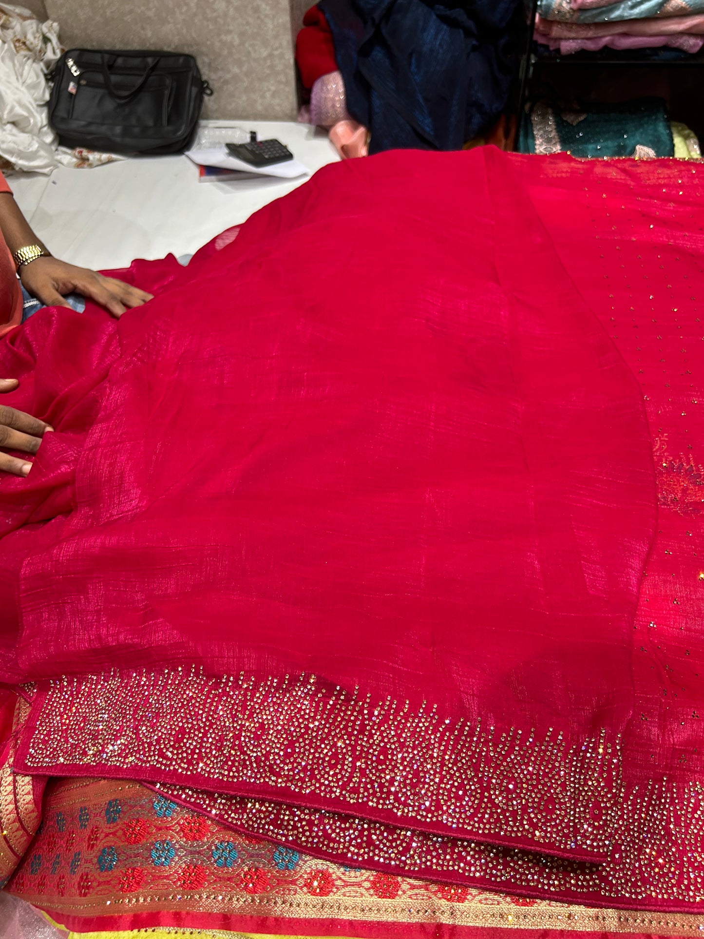 Gorgeous dazzling red saree