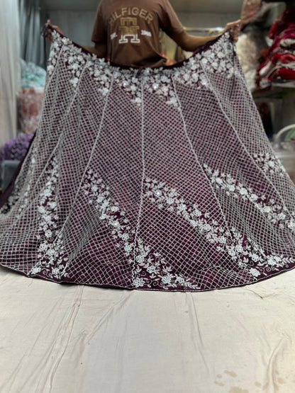 Attractive Purple Handwork sequence work lehenga