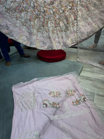 Awesome baby pink Multi Flower Lehenga